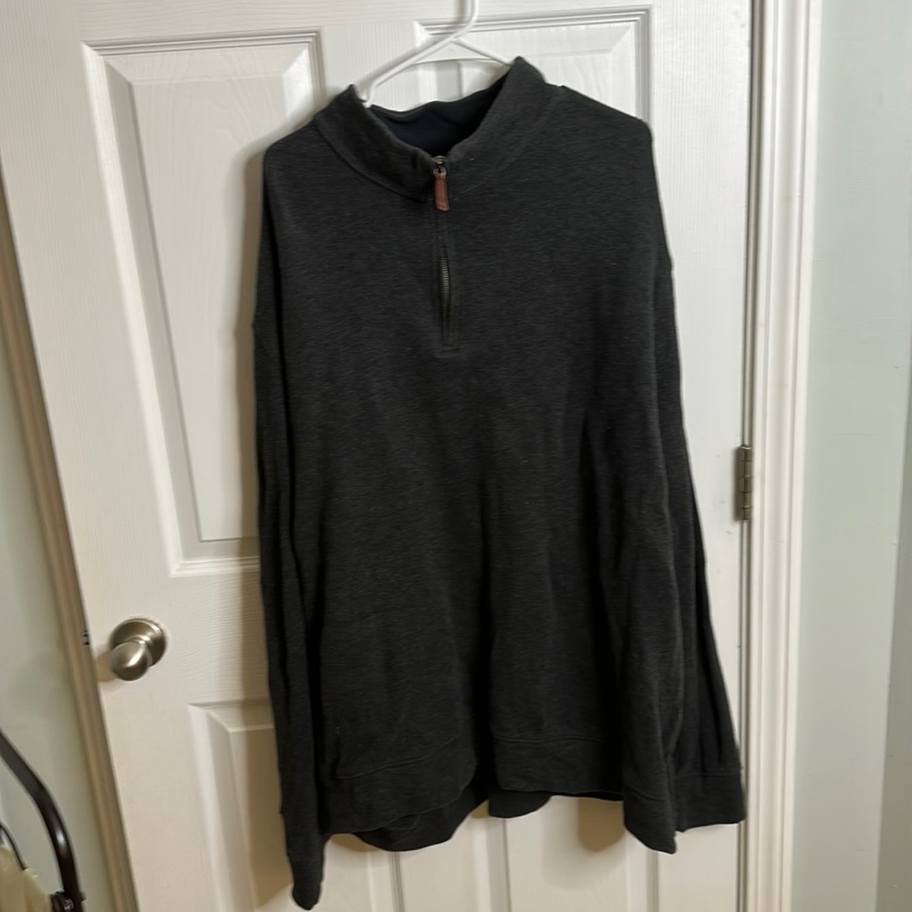 Men’s Lands End Quarter 1/4 Zip Sweater Gray 4XL GUC